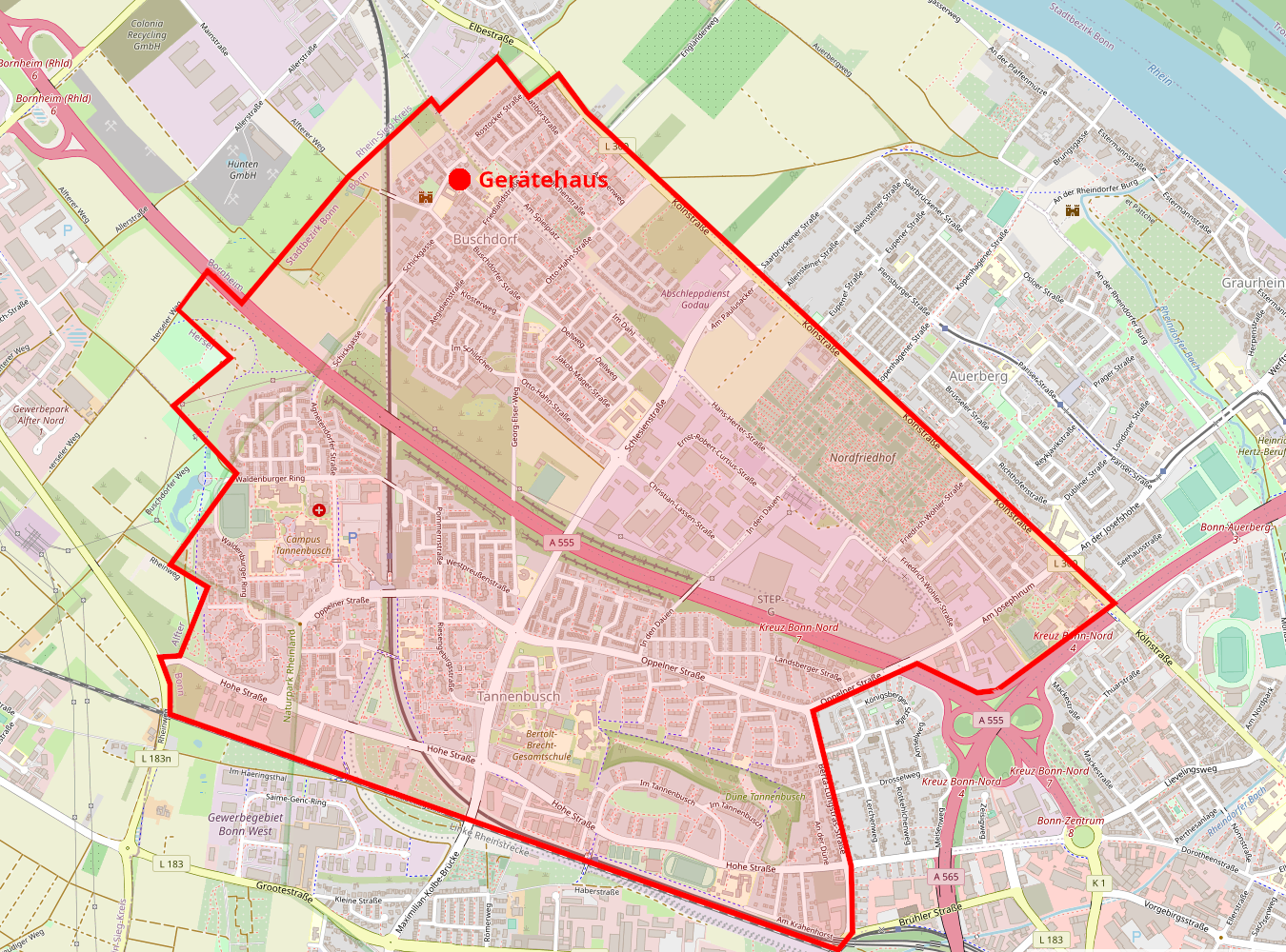 Das Einsatzgebiet erstreckt sich über die Ortsteile Buschdorf, Tannenbusch und Teile von Auerberg.